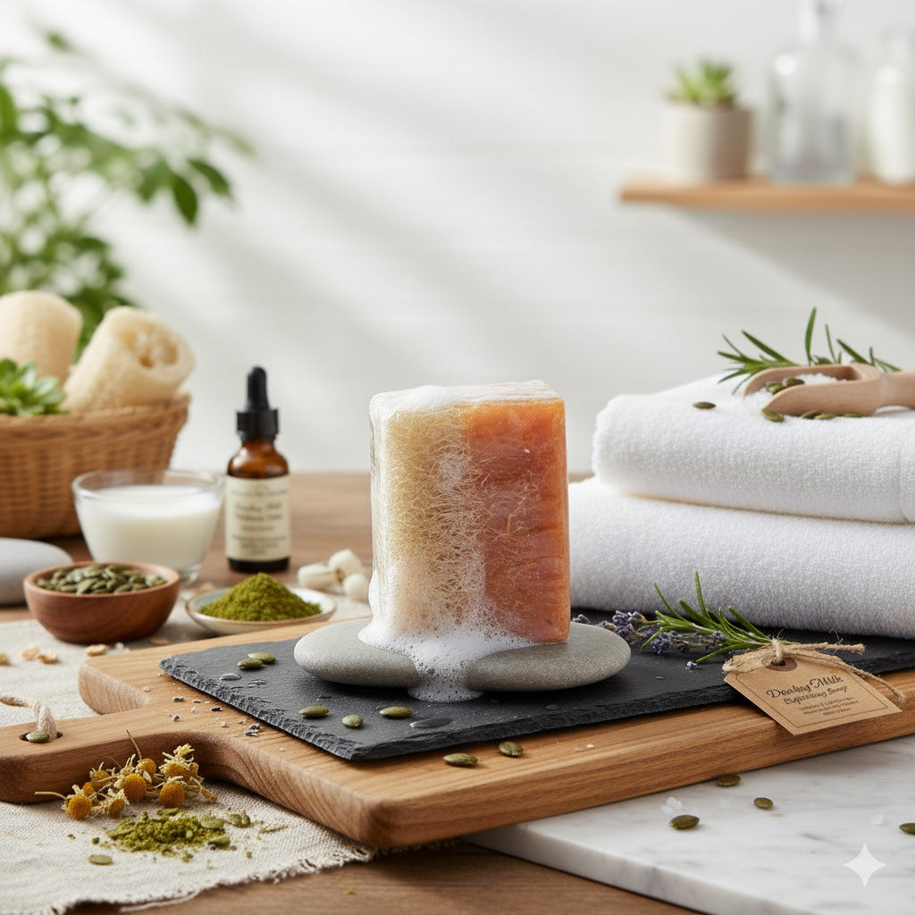 Eselsmilchseife mit Kürbisfasern von Adonia Care – Ansicht 7