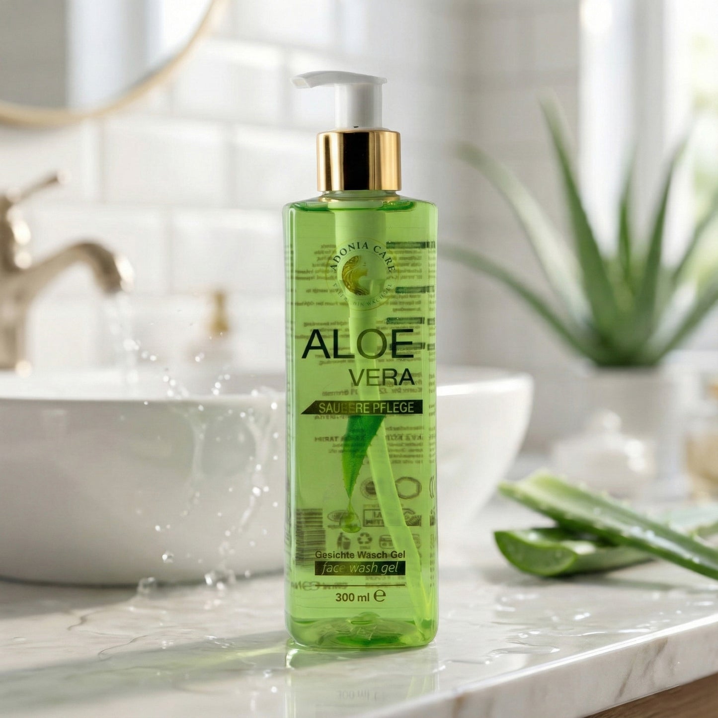 Adonia Care Aloe Vera Gesichts Wasch Gel (300 ml) – milde Reinigung für frisches Hautgefühl