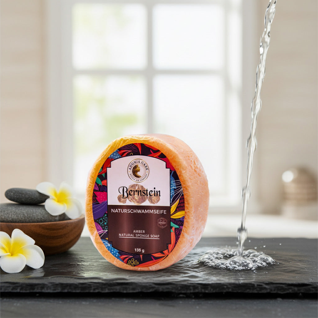 Bernstein – Naturschwammseife mit integriertem Peeling – Produktfoto