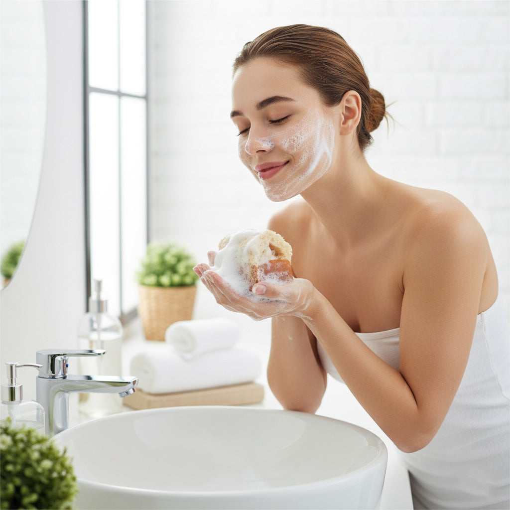 Eselsmilchseife mit Kürbisfasern von Adonia Care – Ansicht 2