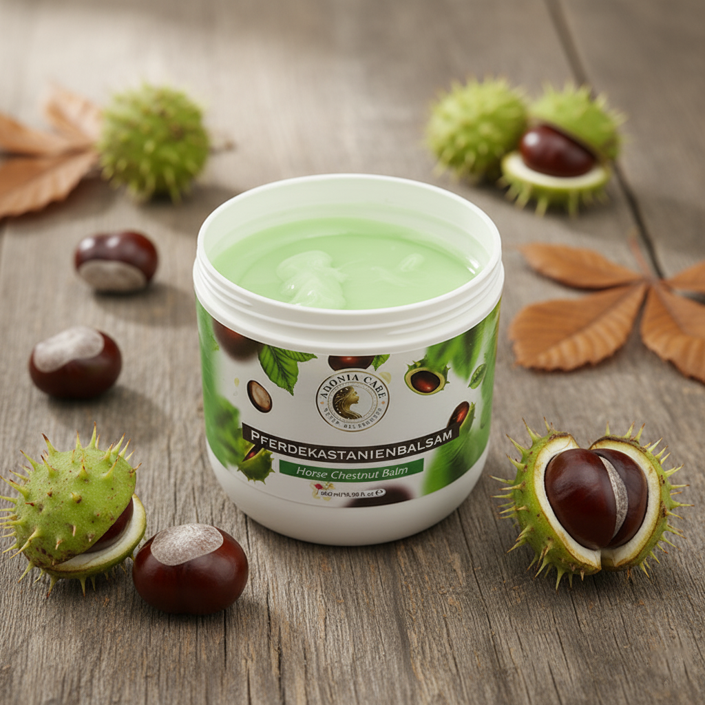 Pferdekastanienbalsam mit Rosskastanie, Menthol & Kräuterölen 🌰💚 – Produktfoto