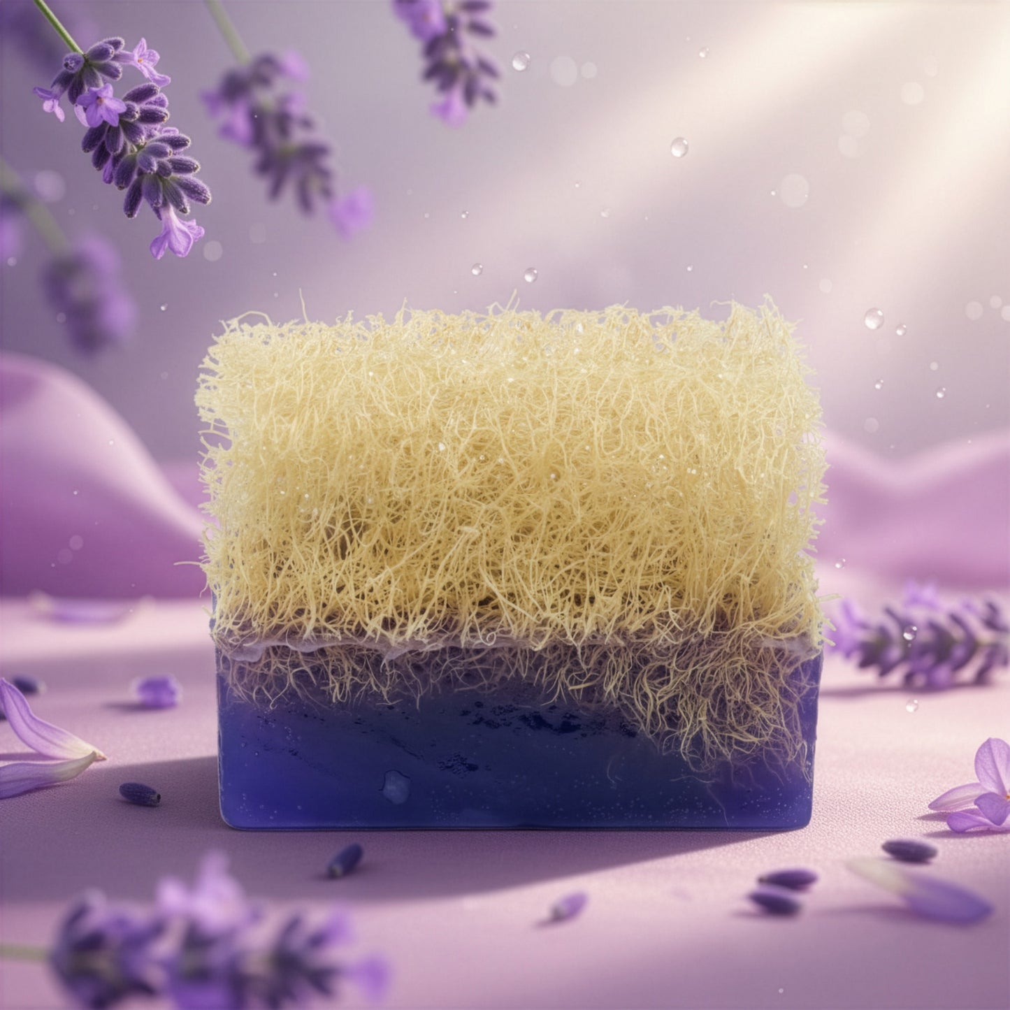 Lavendelseife mit Kürbiskernfasern – Handgemachte Naturseife – Produktfoto