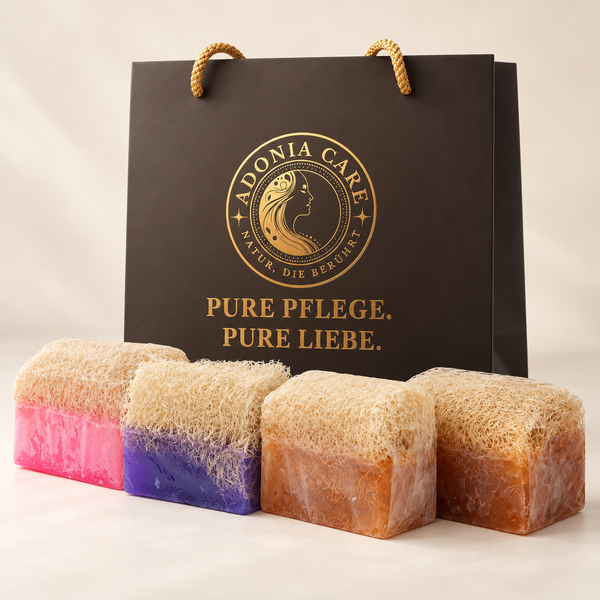 Seifen-Geschenkset 4 Kürbiskernfaser-Seifen von Adonia Care