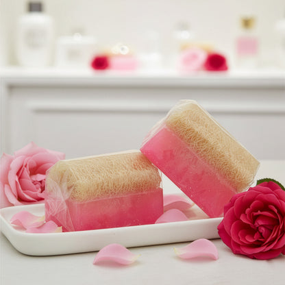 Rosenseife mit Kürbisfasern – Handgemachte Naturseife von Adonia Care – Produktfoto