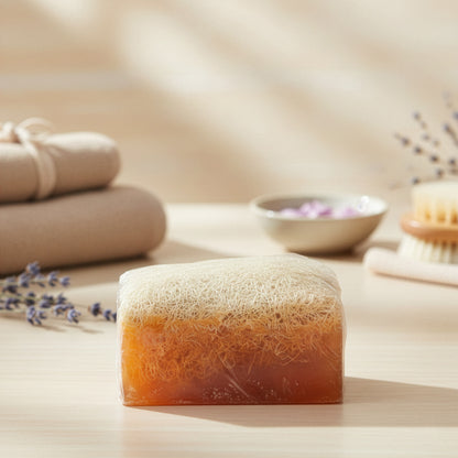 Adonia Care Ziegenmilchseife mit Kürbisfasern – sanft peelende Naturseife – 100 g