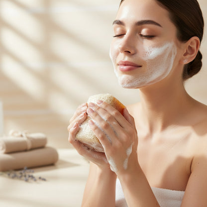 Adonia Care Ziegenmilchseife mit Kürbisfasern – sanft peelende Naturseife – 100 g