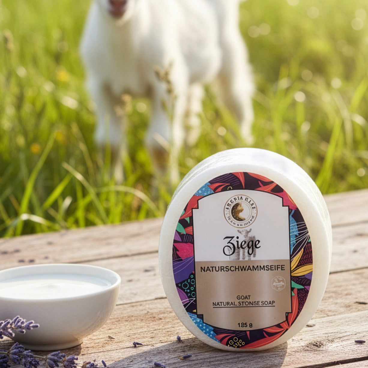Naturschwammziegenseife – Sanfte Pflege mit Ziegenmilch & Luffa-Peeling – Produktfoto